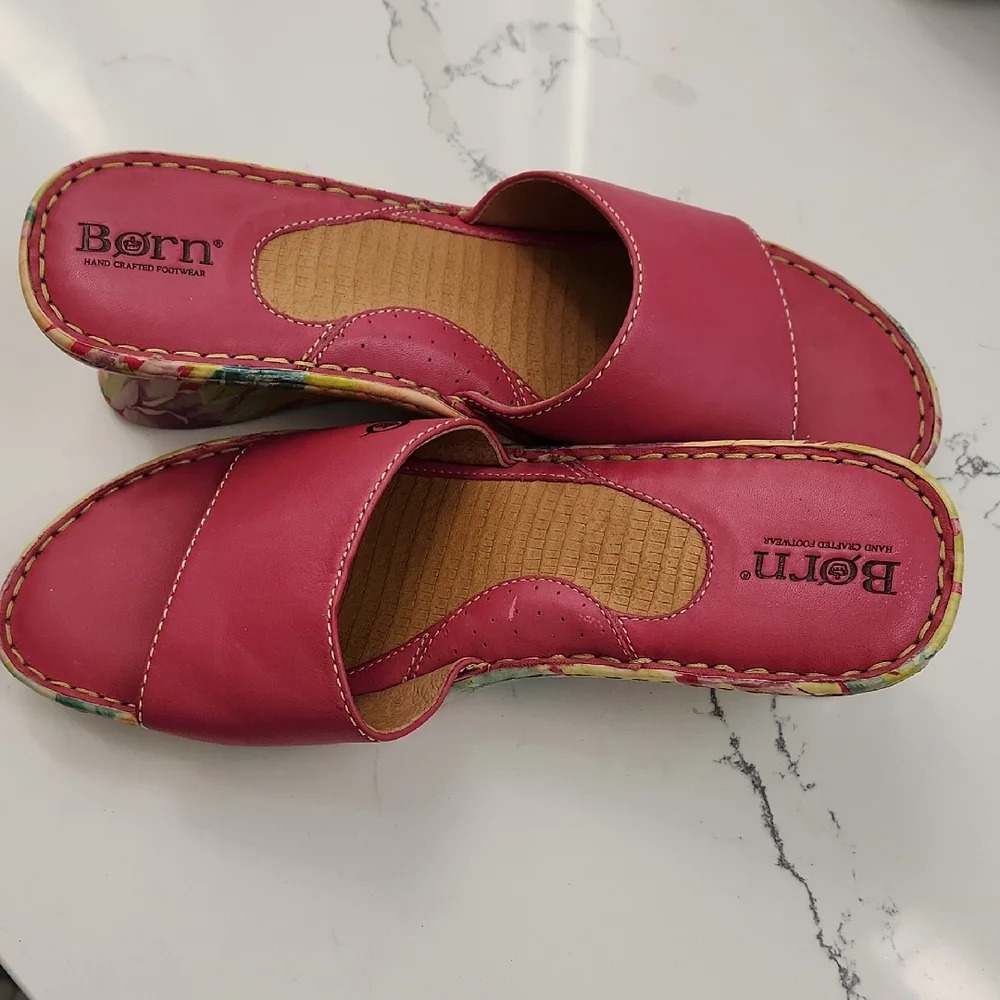 ❤️Born Pink Floral Sandals with Leather Cross-Band Design ❤️Valentine's Day Pink - Picture 2 of 8